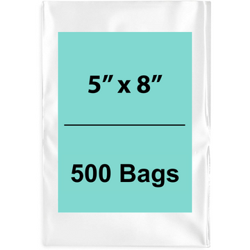 5X8 inches Clear Flat Poly Bags 2Mil Open Top (LDPE)